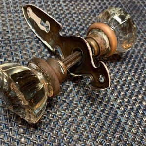 Pair of Crystal Glass Vintage Door knobs